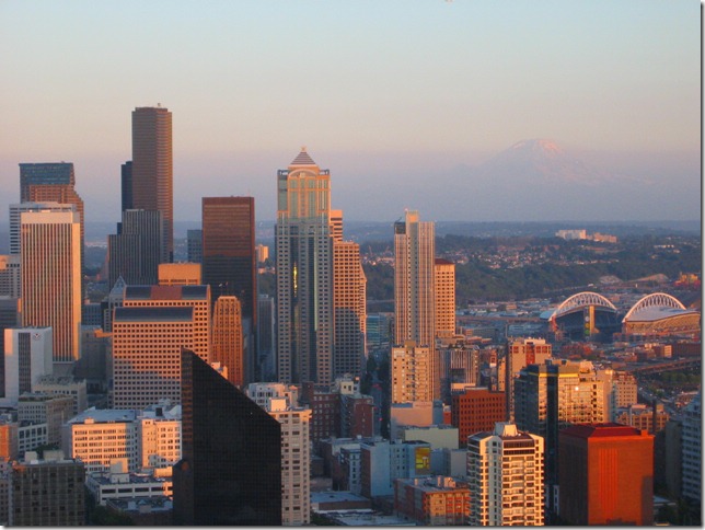 Downtown skyline with Mount Rainier in the distance