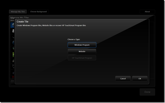 HP TouchSmart 3 Personalize - Create Tile